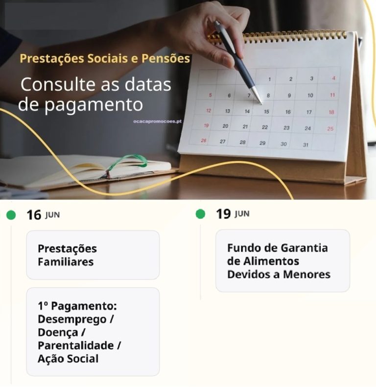 Subsídios – Datas pagamento Segurança Social Esta Semana 15 a 19 de junho