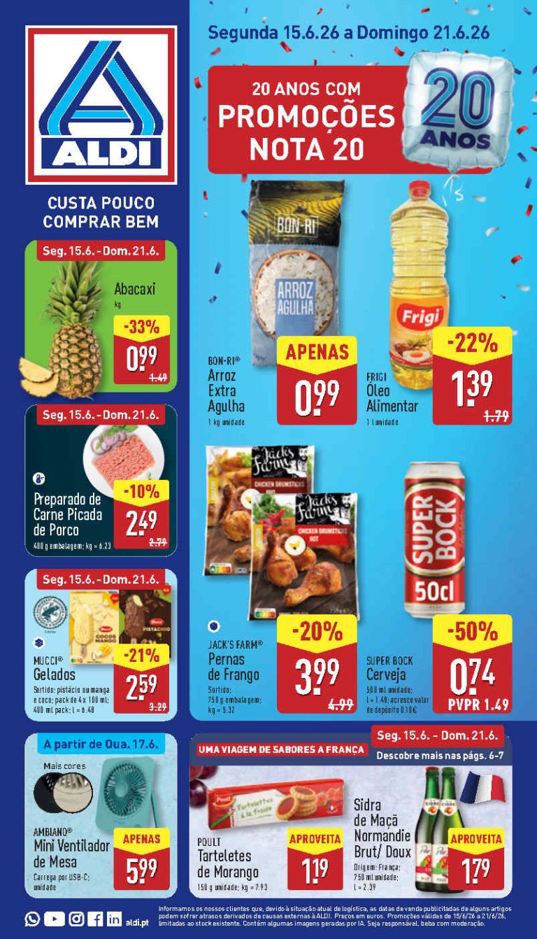 Folheto Aldi – Antevisão Promoções 15 a 21 de junho
