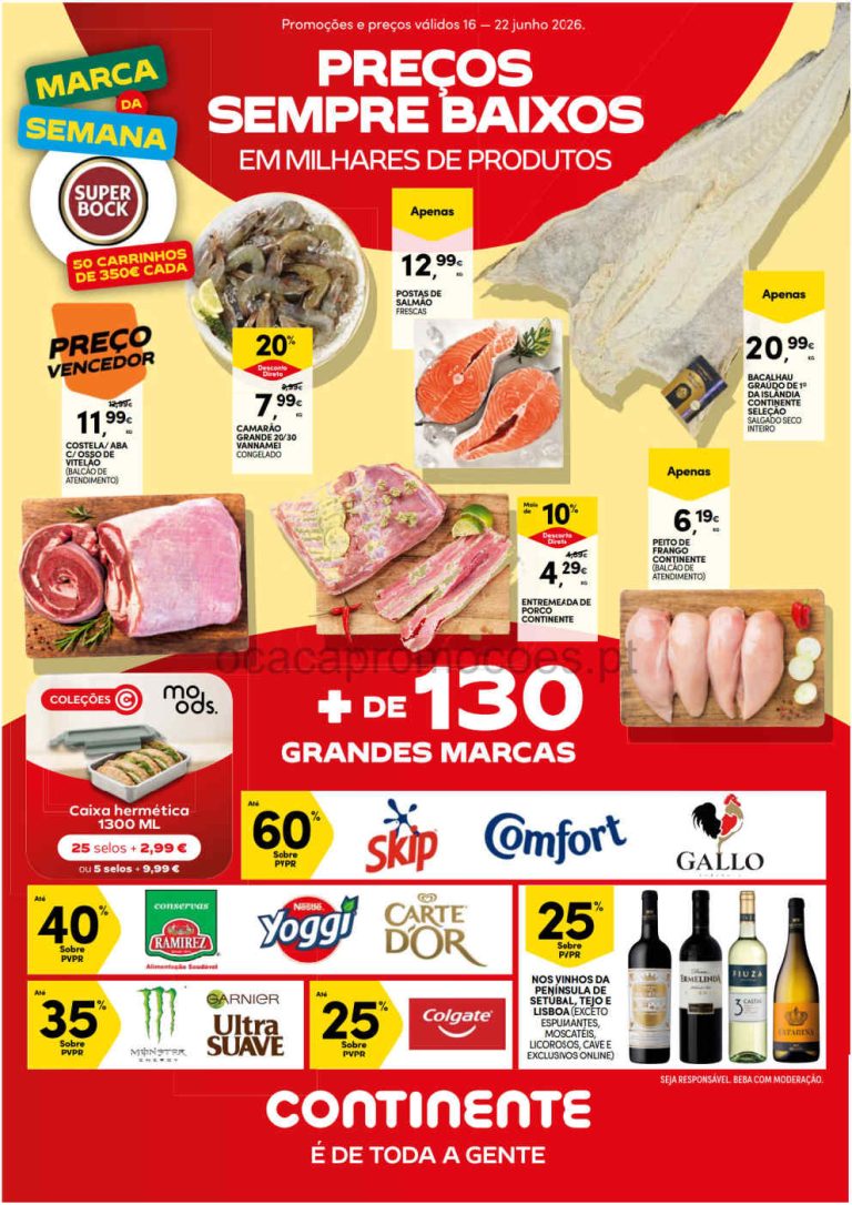 Folheto Continente – Antevisão Promoções 16 a 22 de junho