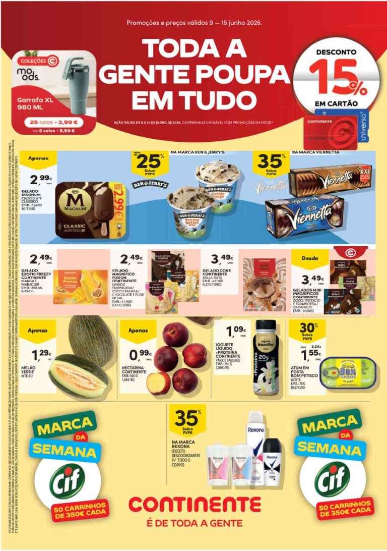 Folheto Continente Modelo – Antevisão Promoções 9 a 15 de junho