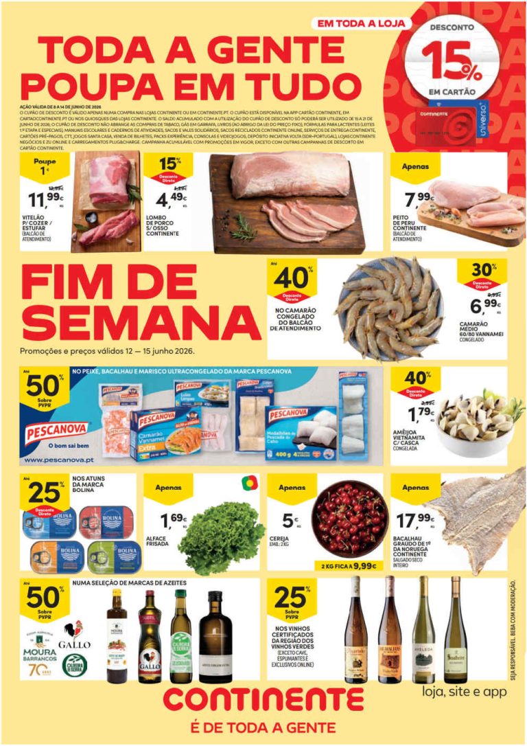 Folheto Continente Fim de Semana – Antevisão Promoções 12 a 15 de junho