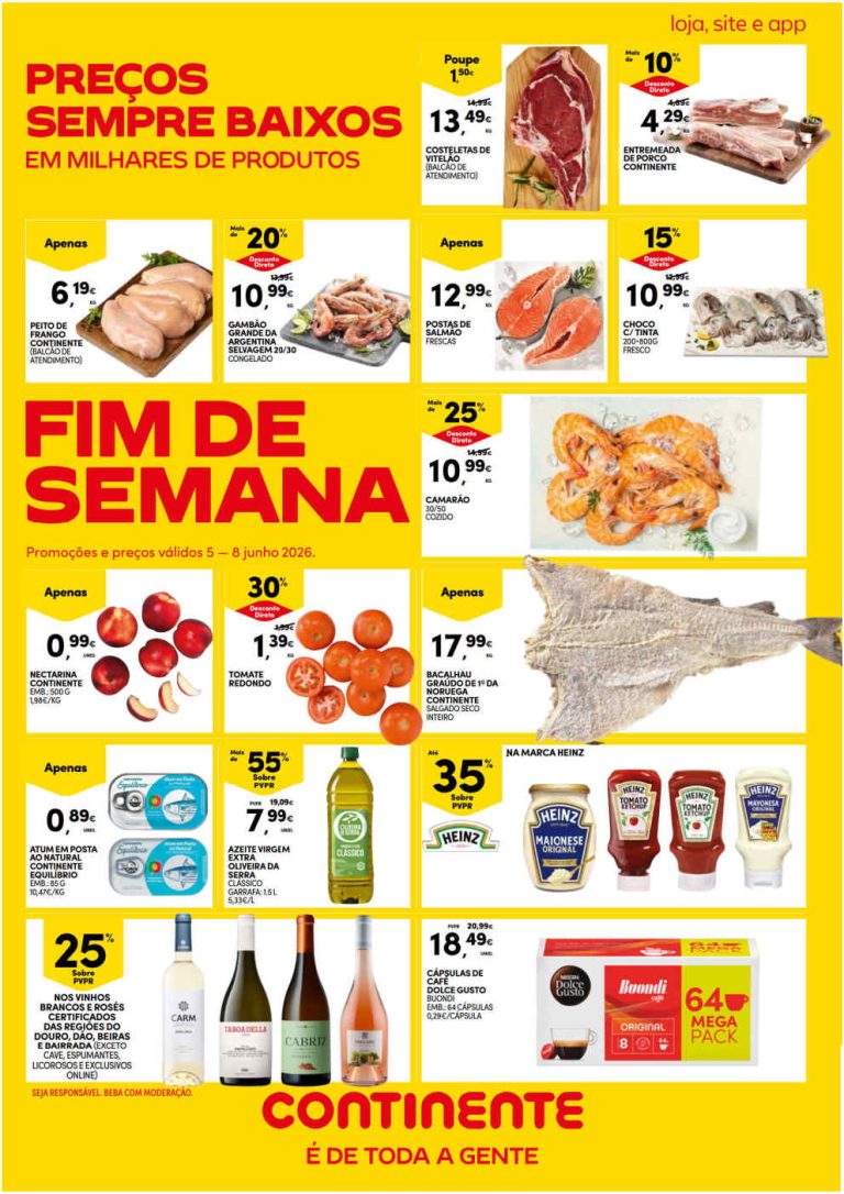 Folheto Continente Fim de Semana – Antevisão Promoções 5 a 8 de junho