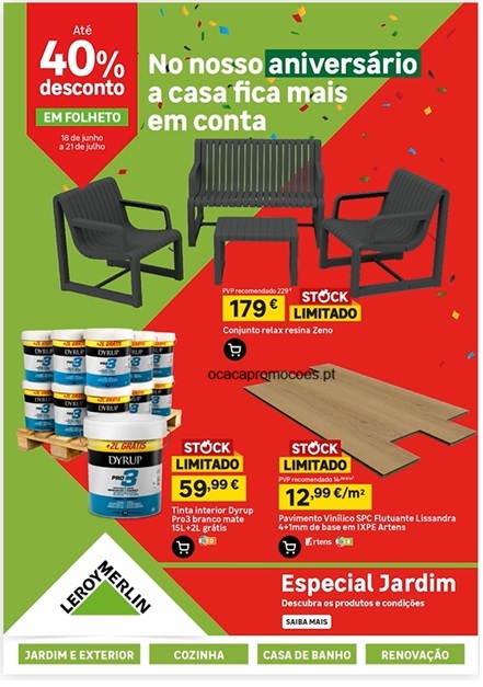 Folheto Leroy Merlin – Antevisão Promoções 18 junho a 21 julho