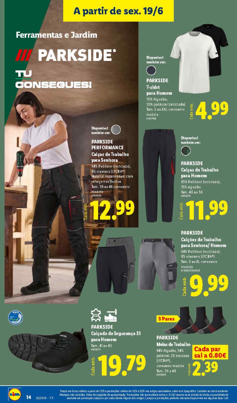 Folheto Lidl moda Parkside – Antevisão Promoções 19 a 25 de junho