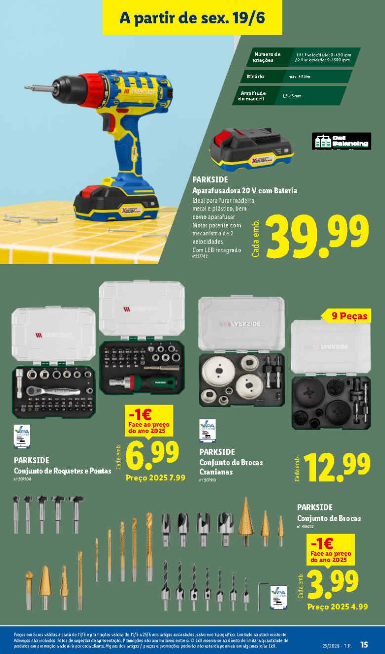 Folheto Lidl Parkside bazar – Antevisão Promoções 19 a 25 de junho