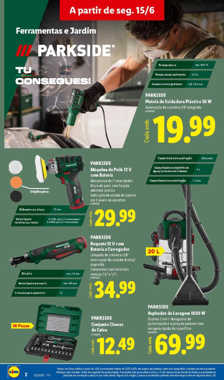 Folheto Lidl bazar Parkside – Antevisão Promoções 15 a 25 de junho
