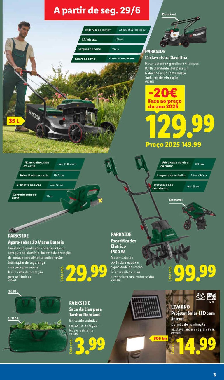 Folheto Lidl Parkside – Antevisão bazar Promoções de 29 junho a 5 julho