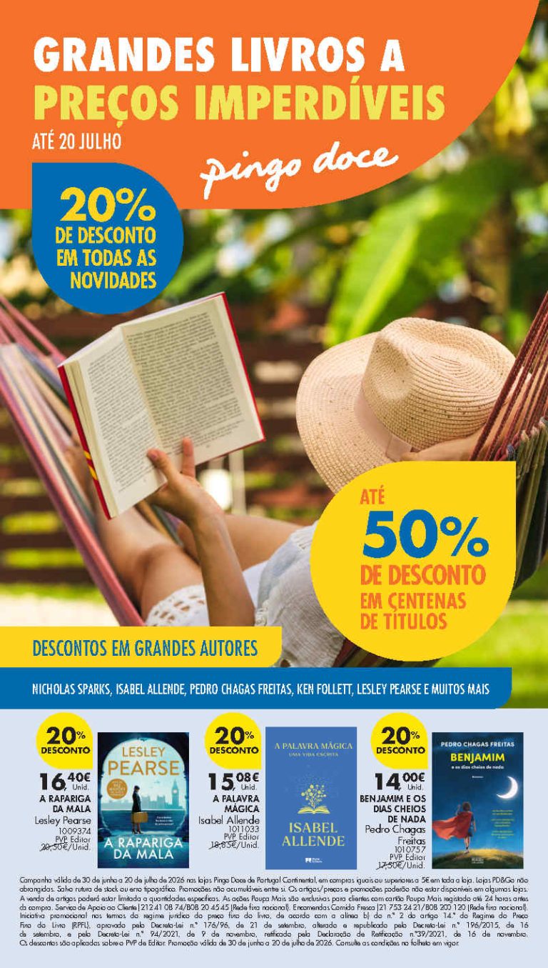 Folheto Pingo Doce Feira do Livro – Antevisão Promoções 30 junho a 20 julho