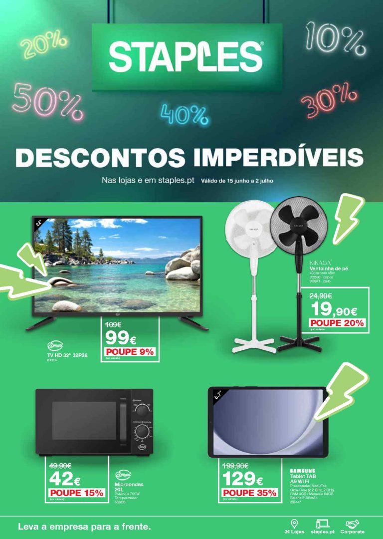 Folheto Staples – Antevisão Promoções 15 junho a 2 julho