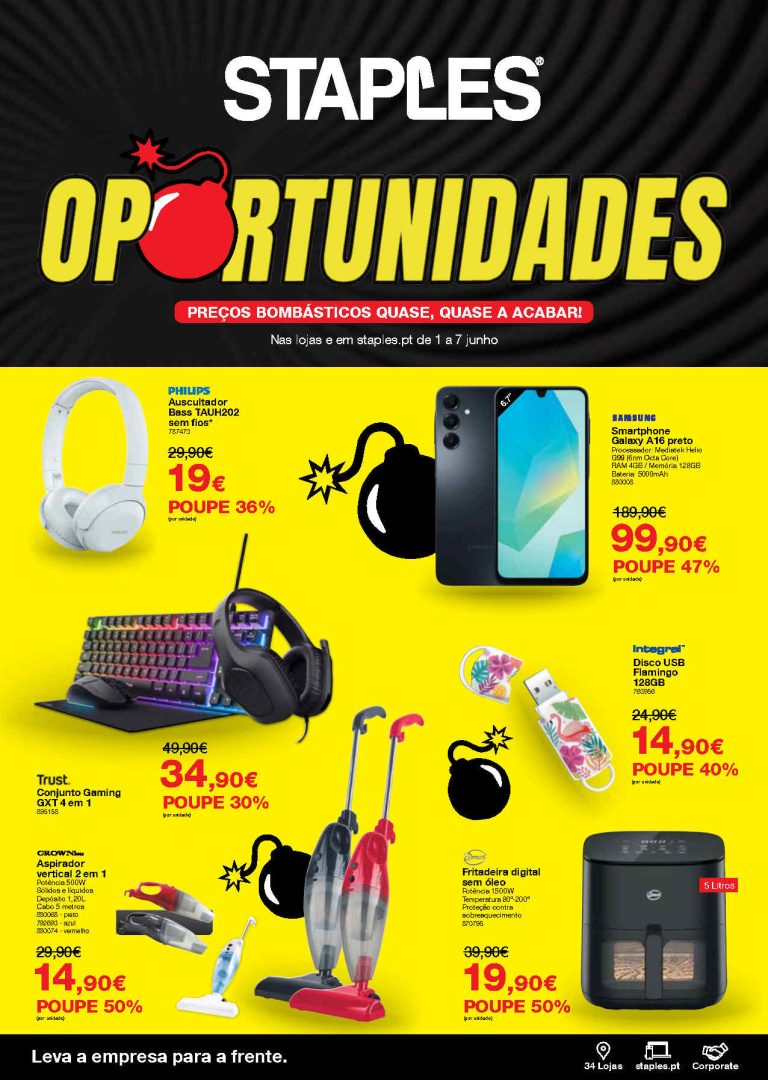 Folheto Staples – Antevisão Promoções 1 a 7 de junho