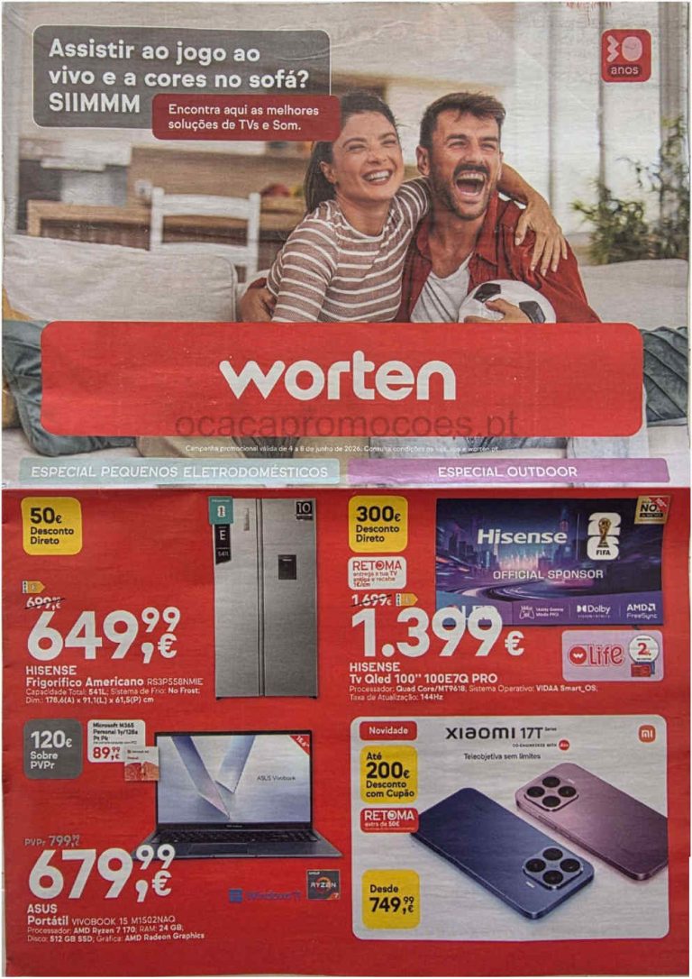 Folheto Worten – Antevisão Promoções 4 a 8 de junho