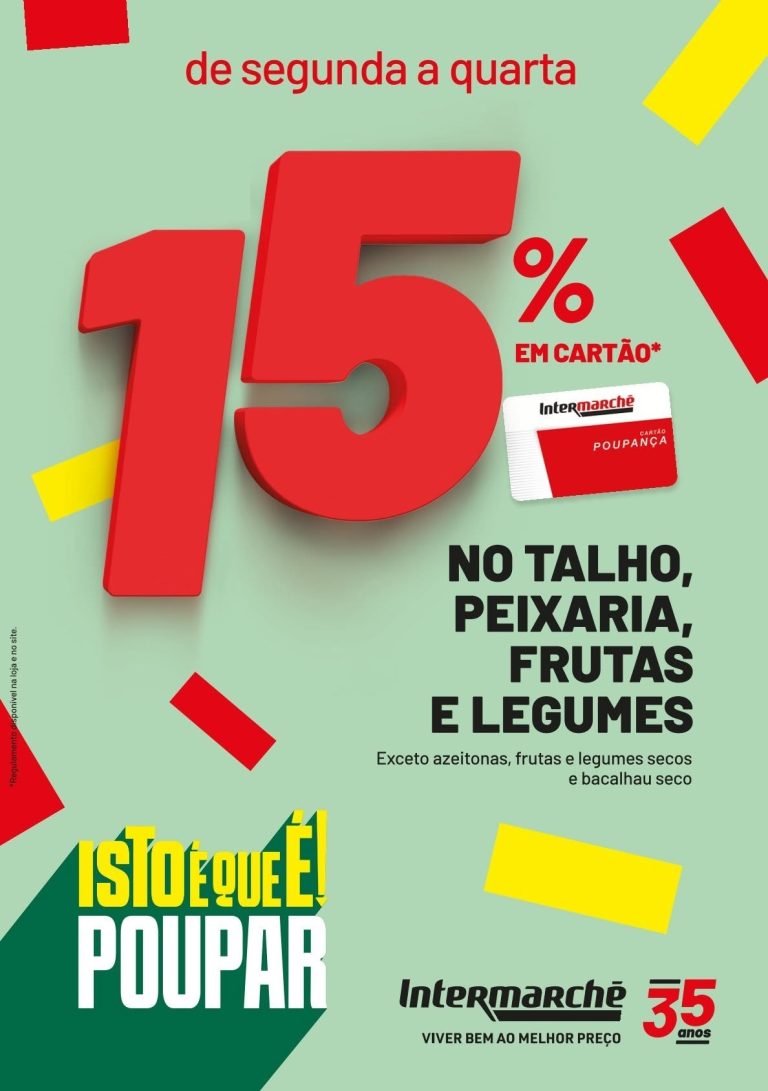 Promoções Intermarché – Acumulação 15% desconto em cartão 8 a 10 de junho