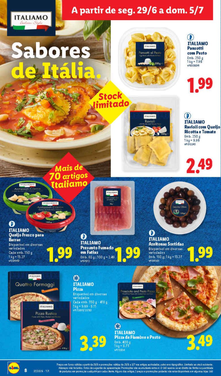 Folheto Lidl Sabores de Itália – Antevisão Promoções de 29 junho a 5 julho