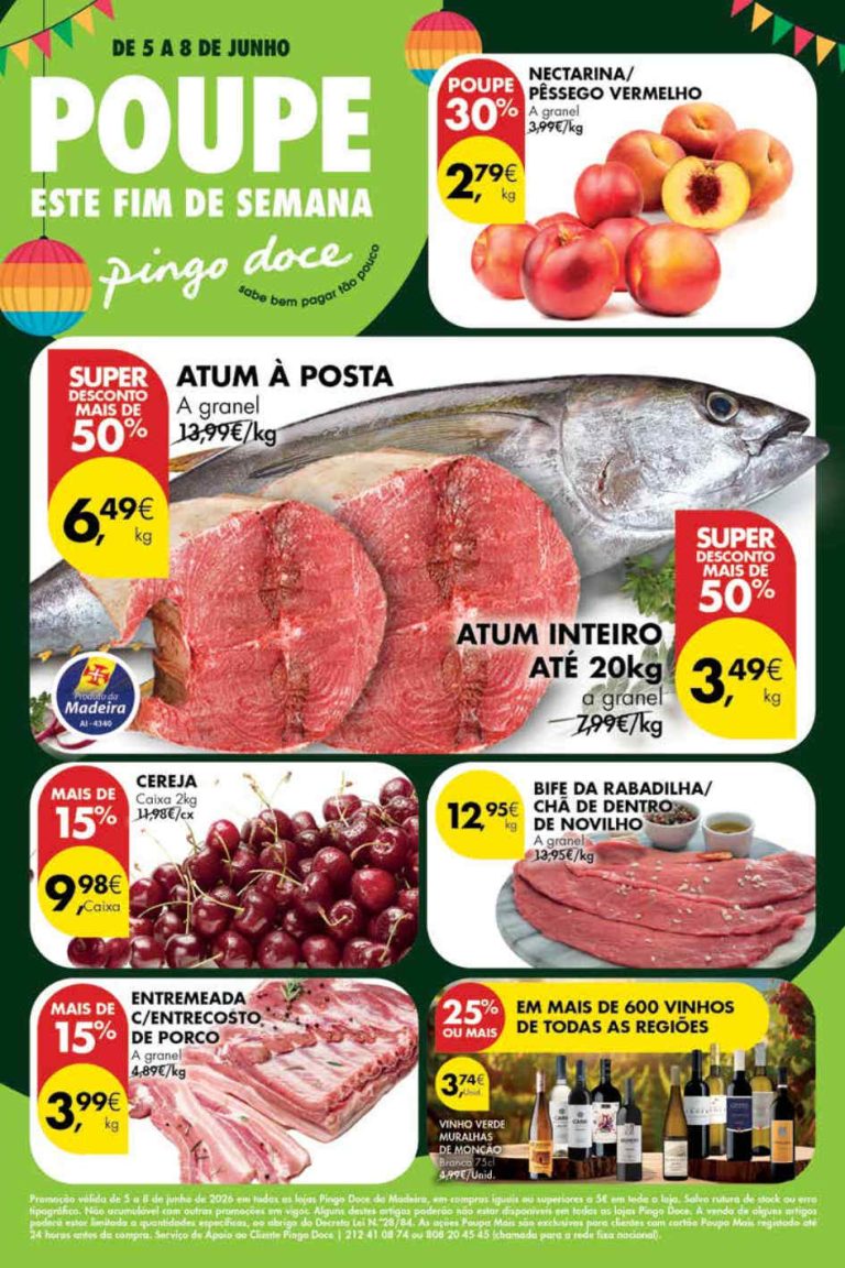 Folheto Pingo Doce Madeira Fim de semana – Antevisão Promoções 5 a 8 de junho