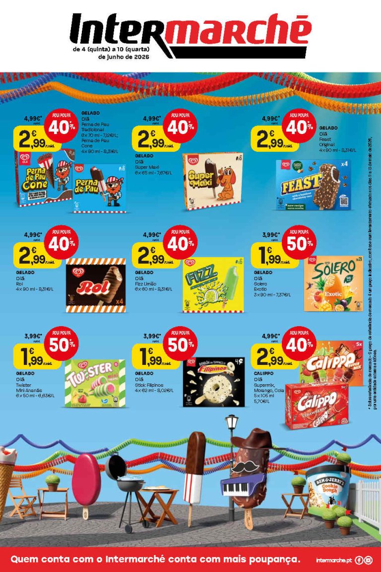 Folheto Intermarché Gelados – Antevisão Promoções 4 a 10 de junho