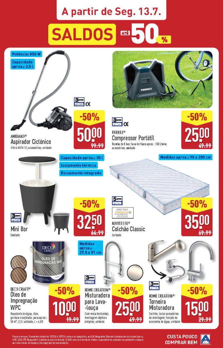 Folheto Aldi Mangualde – Antevisão Promoções Saldos Bazar de 13 a 19 julho