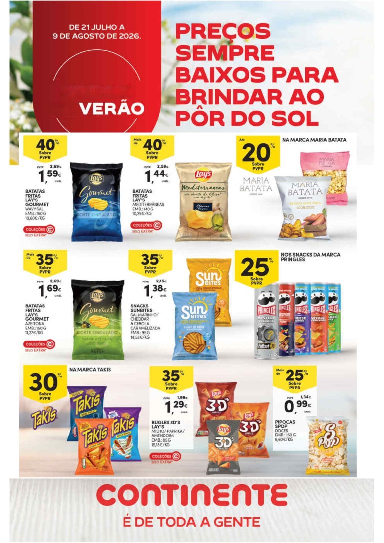Folheto Continente Verão – Antevisão Promoções 21 julho a 9 agosto