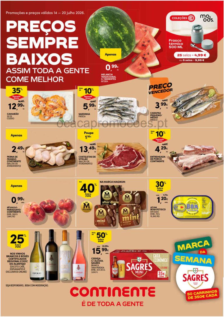 Folheto Continente – Antevisão Promoções 14 a 20 de julho