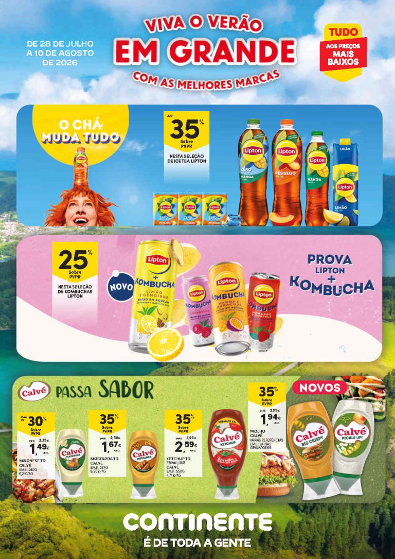 Folheto Continente Verão Açores – Antevisão Promoções 29 julho a 10 agosto