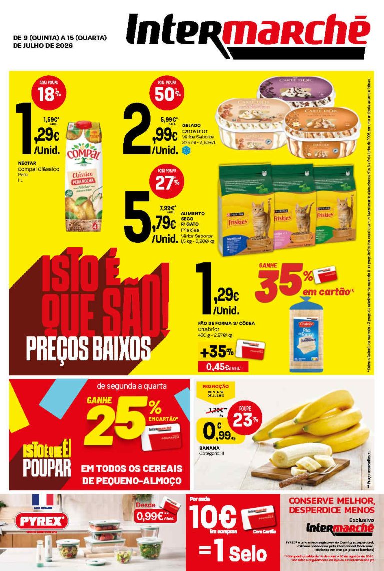 Folheto Intermarché lojas pequenas – Antevisão Promoções 9 a 15 de julho