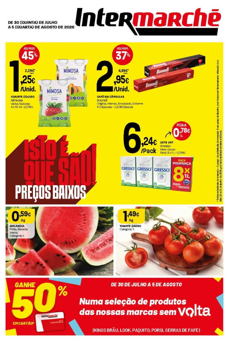 Folheto Intermarché lojas Contact – Antevisão Promoções 30 julho a 5 agosto