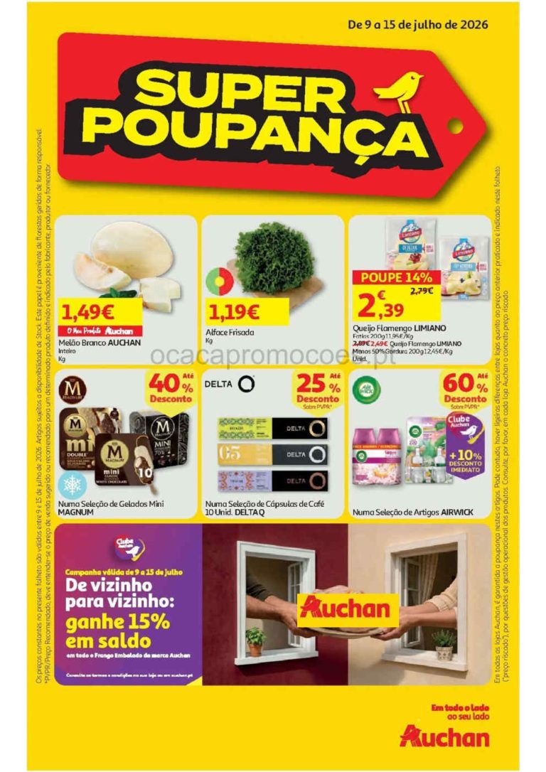 Folheto Auchan – Antevisão Promoções 9 a 15 de julho