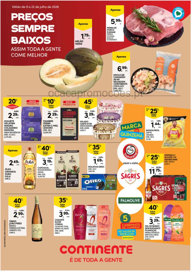 Folheto Continente Açores – Antevisão Promoções 9 a 22 de julho