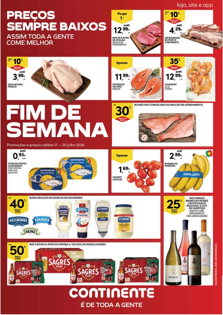 Folheto Continente Fim de Semana – Antevisão Promoções 17 a 20 de julho