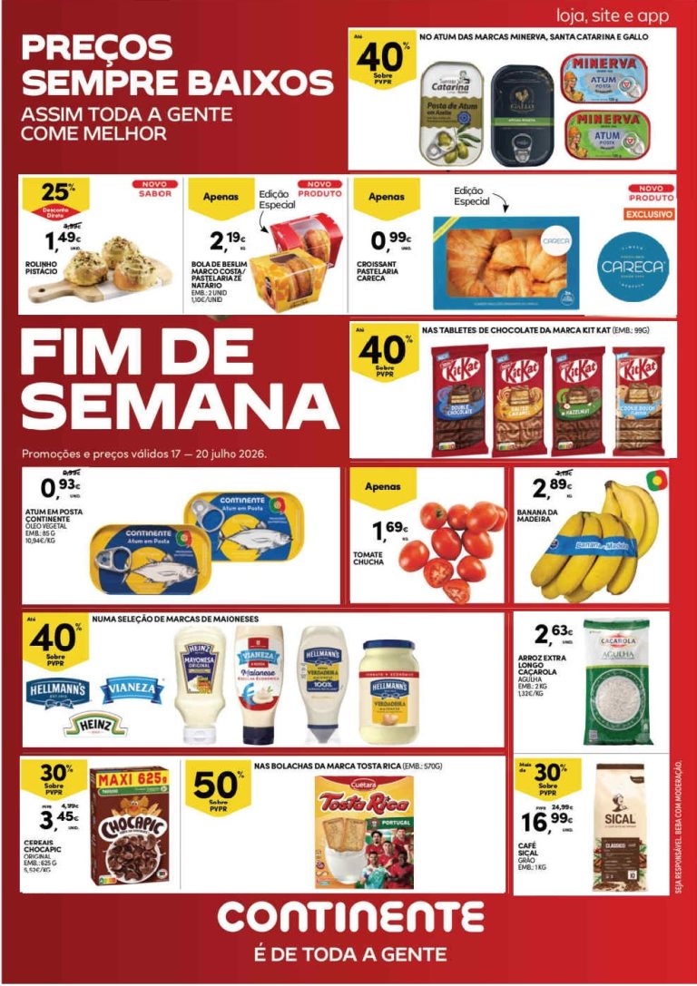 Folheto Continente Fim de Semana – Antevisão Promoções 17 a 20 de julho