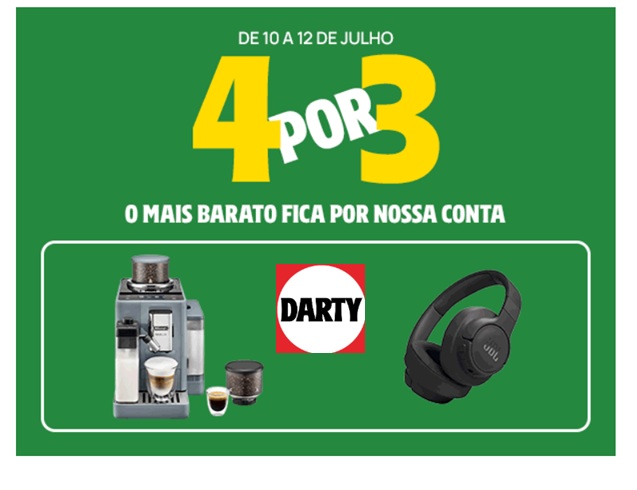 Darty – Promoções Leve 4 Pague 3 de 10 a 12 julho