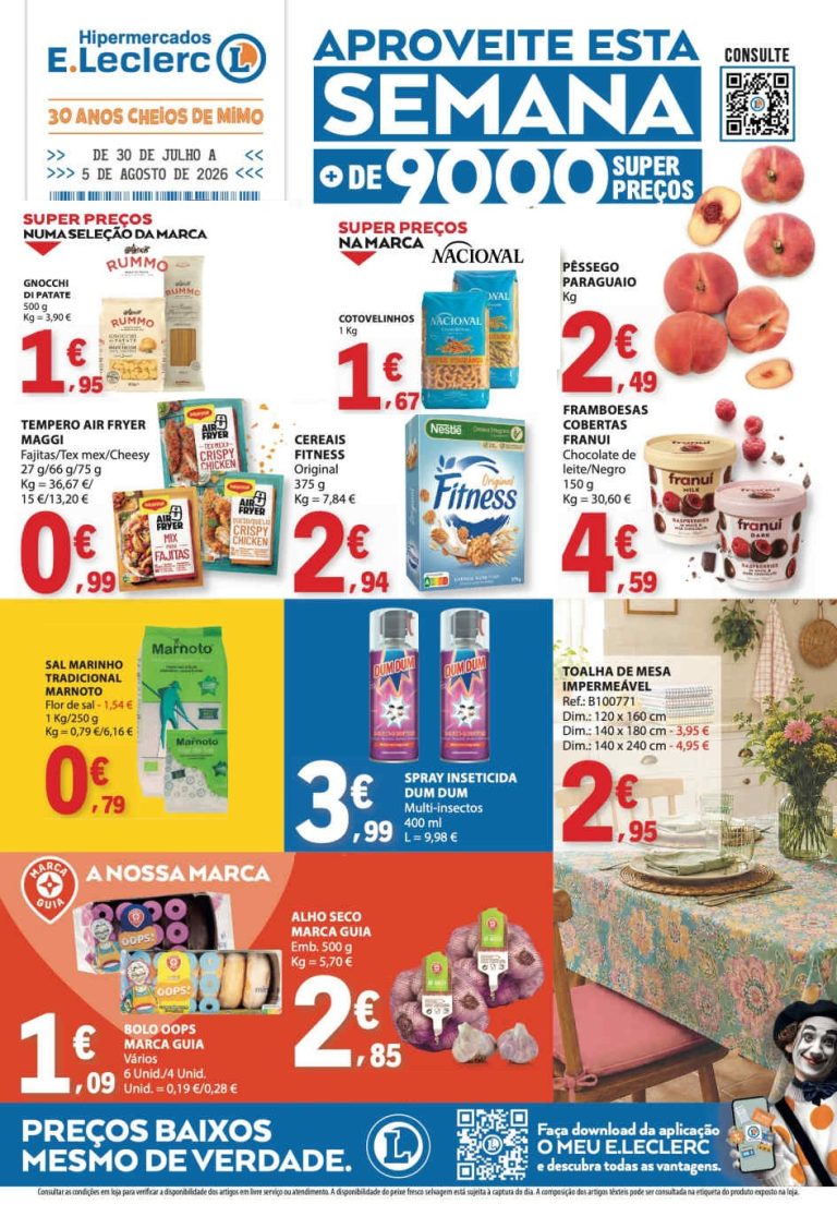 Folheto E Leclerc – Antevisão Promoções 30 julho a 5 agosto