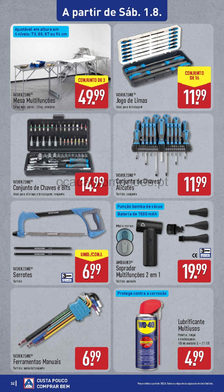 Folheto Aldi bazar ferramentas – Antevisão Promoções de 1 a 2 agosto