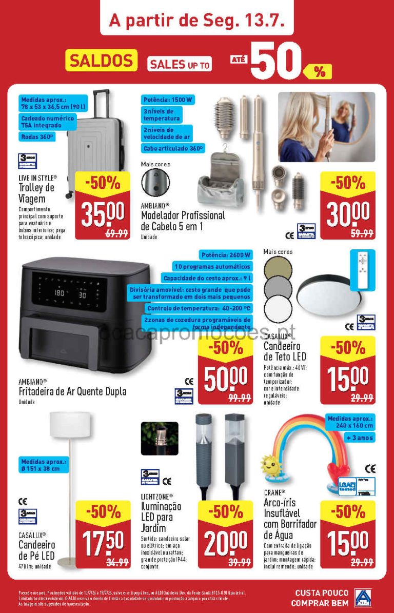 Folheto Aldi Quarteira – Antevisão Promoções Saldos Bazar de 13 a 19 julho