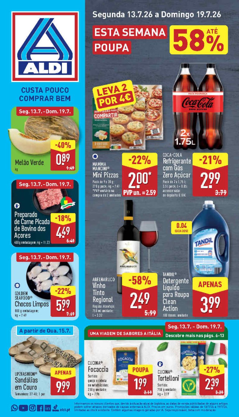 Folheto Aldi – Antevisão Promoções 13 a 19 de julho