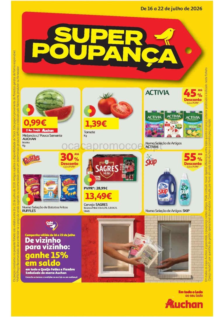 Folheto Auchan – Antevisão Promoções 16 a 22 de julho