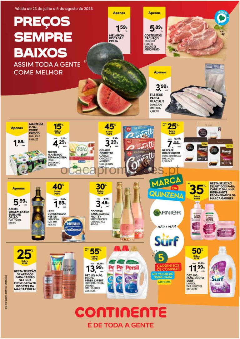 Folheto Continente Açores – Antevisão Promoções 23 julho a 5 agosto