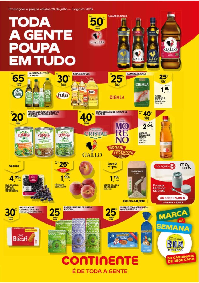 Folheto Continente Modelo – Antevisão Promoções de 28 julho a 3 agosto