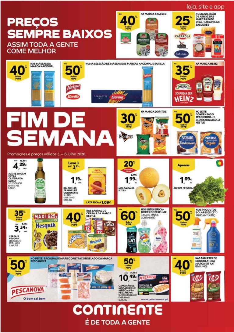 Folheto Continente Fim de Semana – Antevisão Promoções 3 a 6 de julho