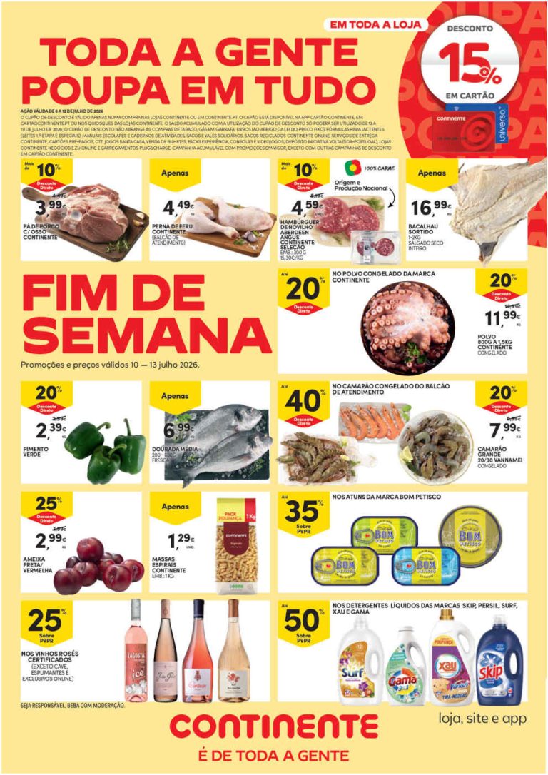 Folheto Continente Fim de Semana – Antevisão Promoções 10 a 13 de julho