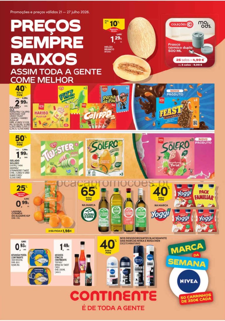 Folheto Continente Modelo – Antevisão Promoções 21 a 27 de julho