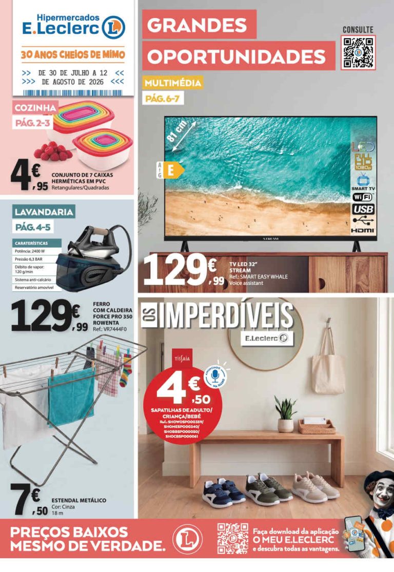 Folheto E Leclerc Bazar – Antevisão Promoções 30 julho a 12 agosto
