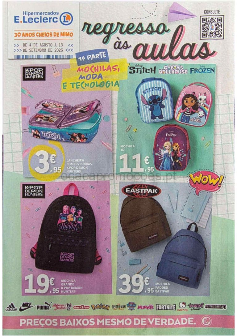 Folheto E Leclerc Regresso às Aulas – Antevisão Promoções 4 agosto a 13 setembro