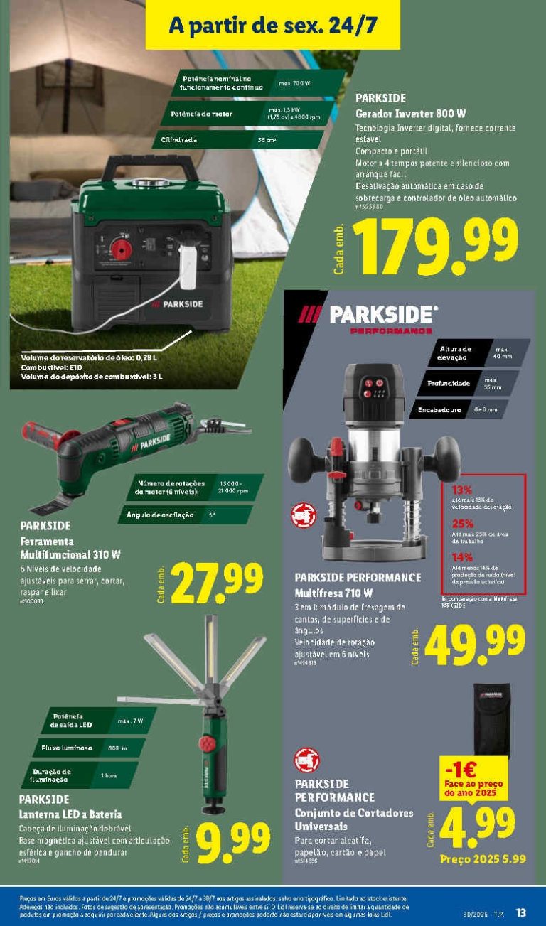 Folheto Lidl Parkside – Antevisão bazar Promoções 24 a 30 de julho
