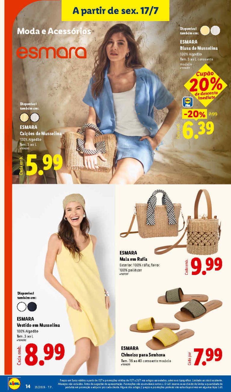 Folheto Lidl Verão Esmara – Antevisão bazar Promoções 17 a 23 de julho