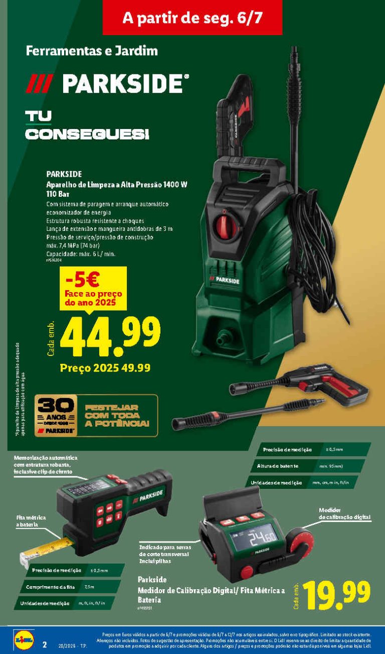 Folheto Lidl Parkside – Antevisão bazar Promoções 6 a 12 de julho