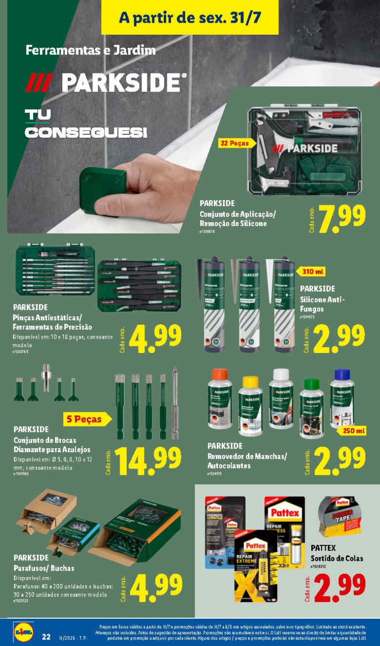 Folheto Lidl Especial Parkside – Antevisão bazar Promoções de 31 julho a 6 agosto