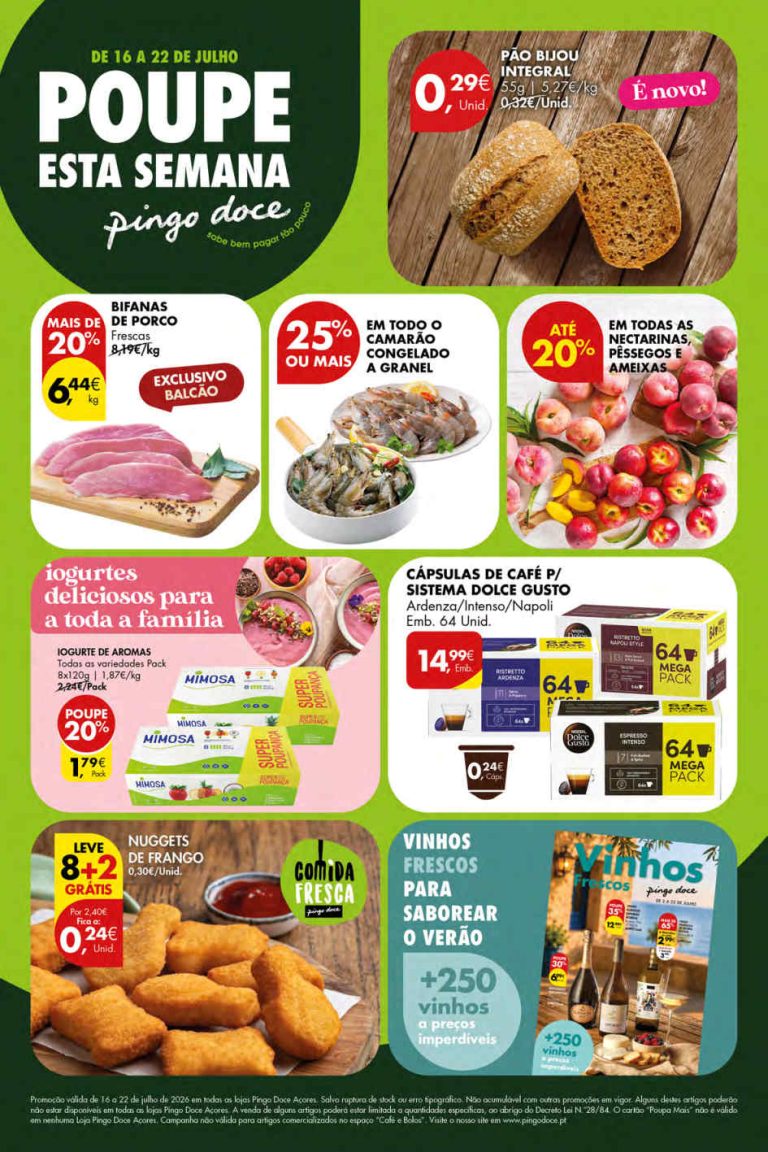 Folheto Pingo Doce Açores – Antevisão Promoções 16 a 22 de julho