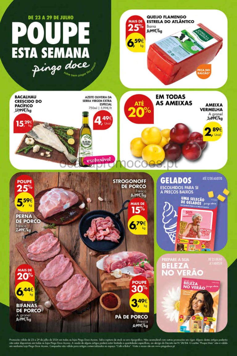 Folheto Pingo Doce Açores – Antevisão Promoções 23 a 29 de julho
