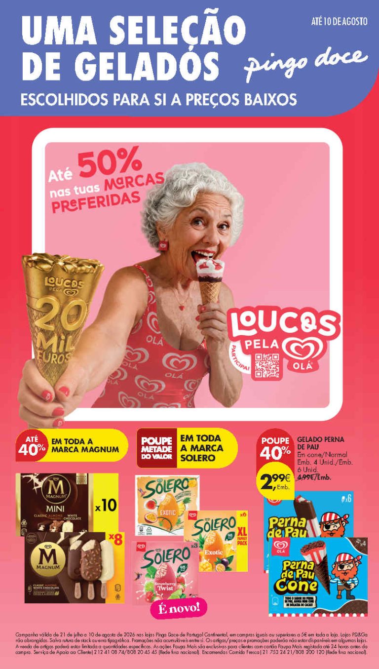 Folheto Pingo Doce Gelados – Antevisão Promoções 21 julho a 10 agosto
