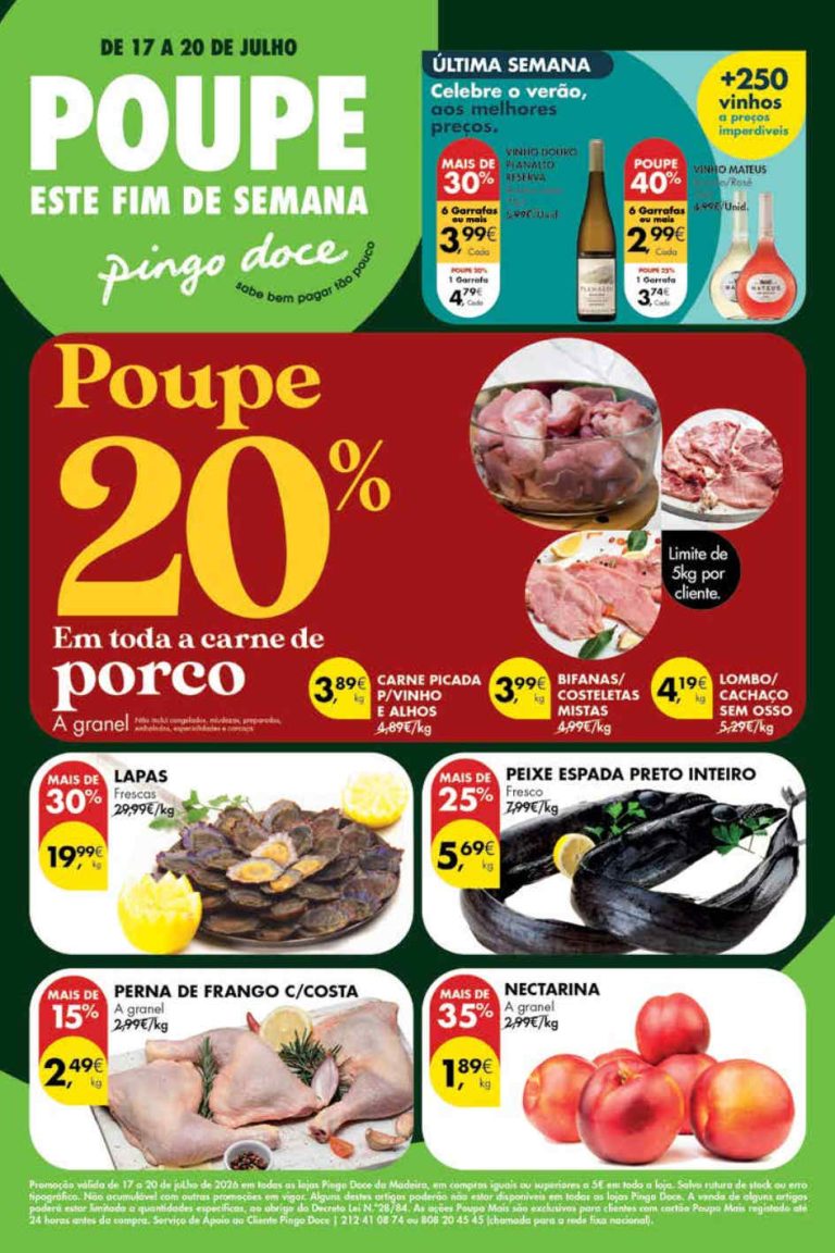 Folheto Pingo Doce Madeira Fim de Semana – Antevisão Promoções 17 a 20 de julho